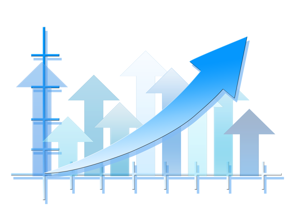 statistics, arrows, trend